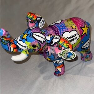 Wild Republic Colorful Comic-Style Stuffed Elephant Toy Recycled Stuffing Kids